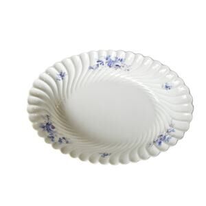 Oval Servng Bowl Haviland Lemoges  France Vtg Porceline Swirl design Blue flower